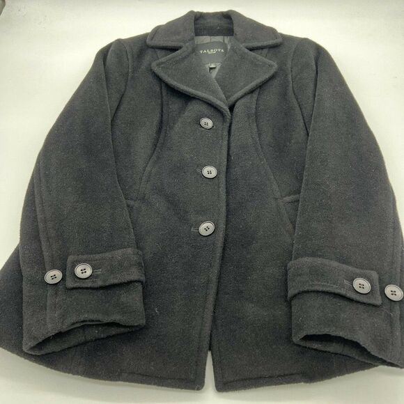 Talbots Petite Black Wool Alpaca Peacoat women’s 4P - Picture 1 of 8
